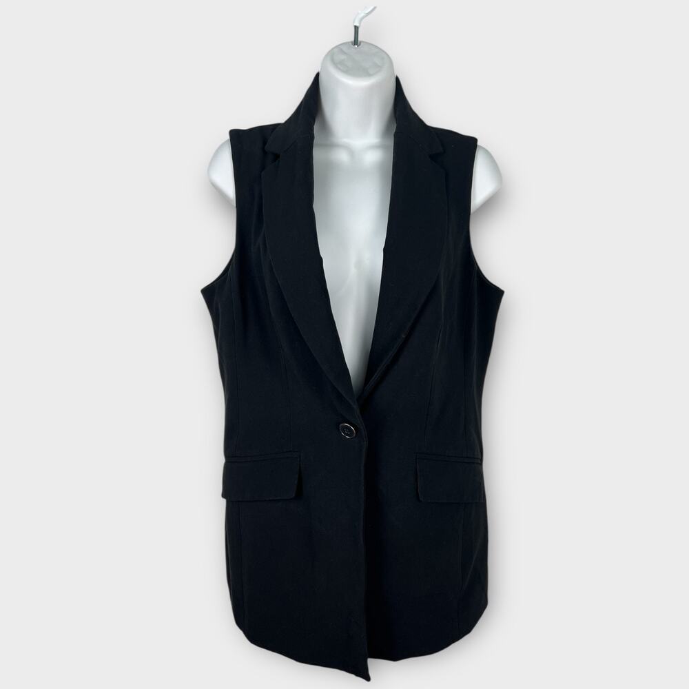 7th avenue design studio N Y & Co Black Workwear Button Front Vest Size 8